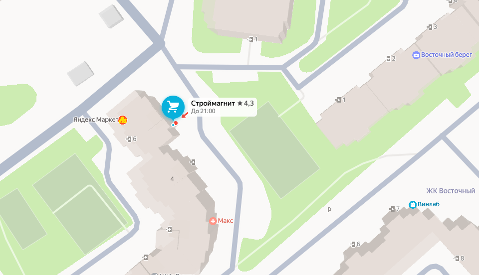 Карта с расположением магазина Строймагнит